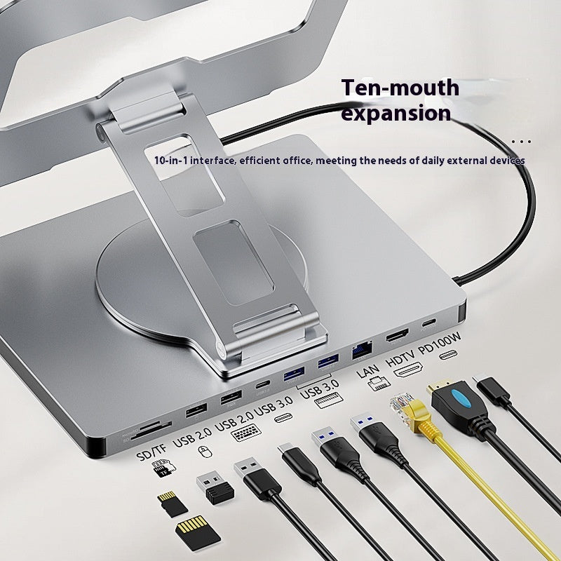 Type-C Extended Rotating Folding Laptop Stand