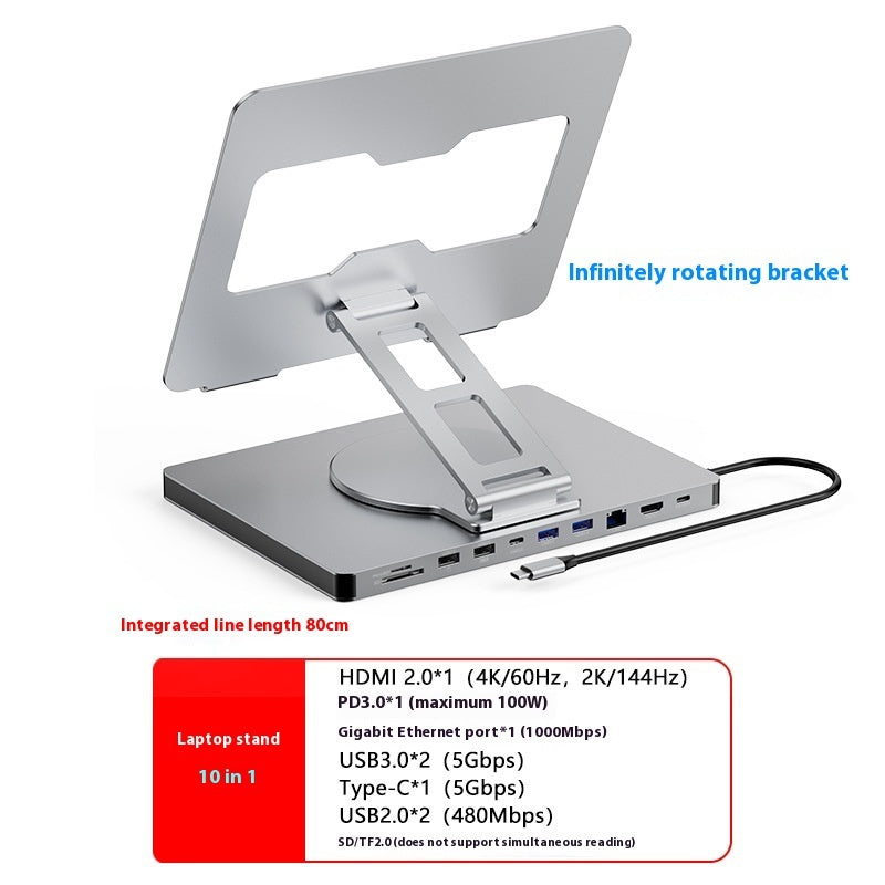 Type-C Extended Rotating Folding Laptop Stand