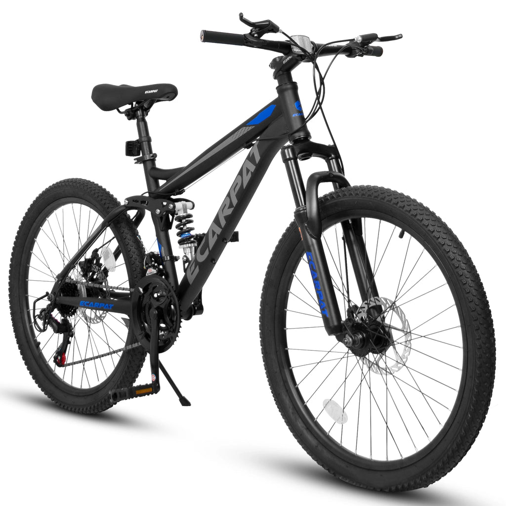 Ecarpat Dual Full Suspension Mountain Bike 24/26/27.5 Inch, Mens,Women,Teenagers,Boy and Girl.  Mountain Bike, 21-Speed Disc Bicycles