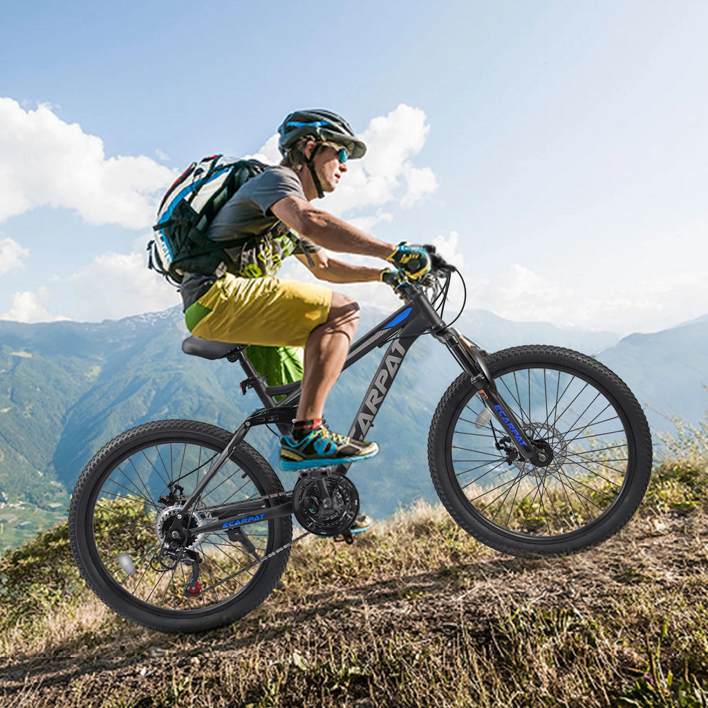 Ecarpat Dual Full Suspension Mountain Bike 24/26/27.5 Inch, Mens,Women,Teenagers,Boy and Girl.  Mountain Bike, 21-Speed Disc Bicycles