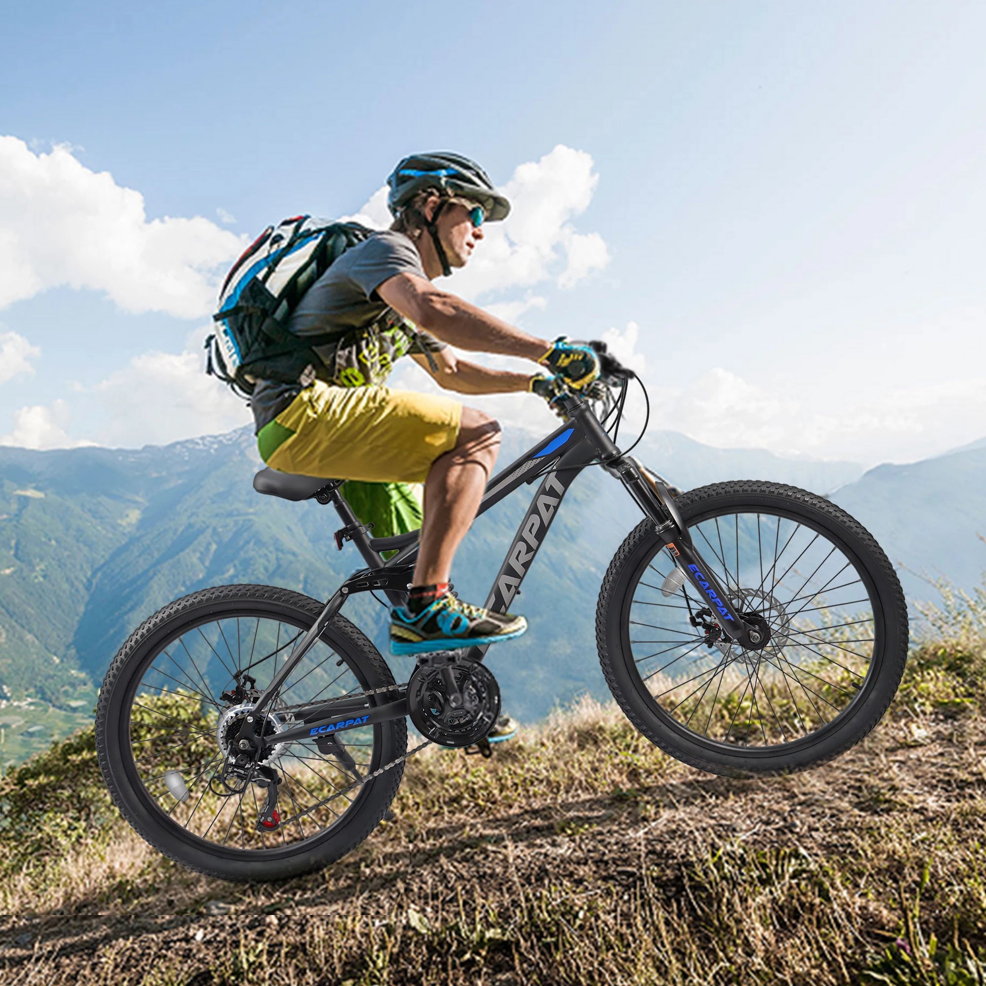 Ecarpat Dual Full Suspension Mountain Bike 24/26/27.5 Inch, Mens,Women,Teenagers,Boy and Girl.  Mountain Bike, 21-Speed Disc Bicycles