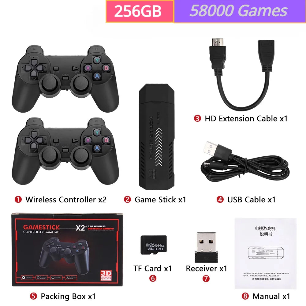 GD10 Plus Game Stick 4K HD Video Game Console with Double Wireless Controlar