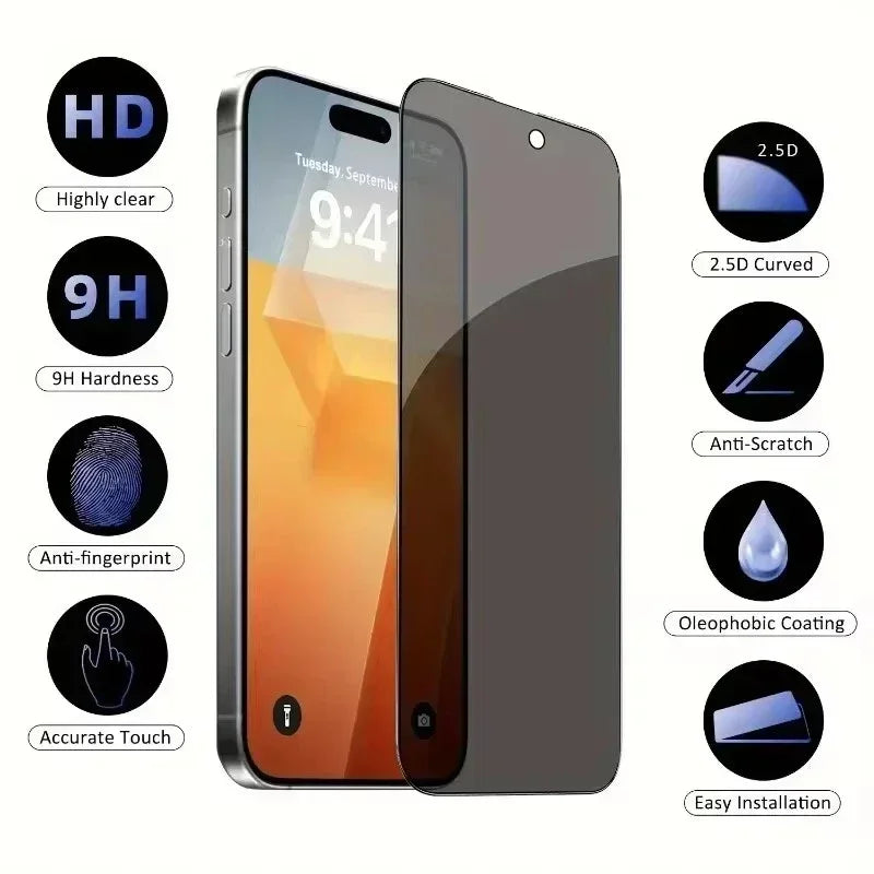 Privacy Screen Protector for iPhone 17-11 - 5 Pack Anti-Spy Glass
