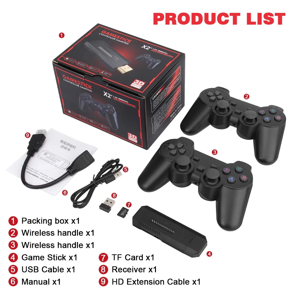 GD10 Plus Game Stick 4K HD Video Game Console with Double Wireless Controlar