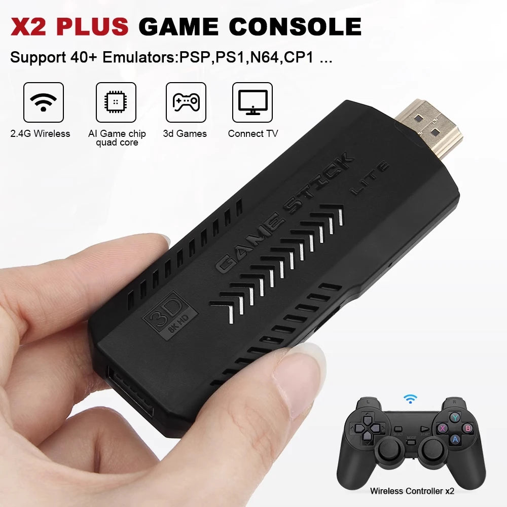 GD10 Plus Game Stick 4K HD Video Game Console with Double Wireless Controlar