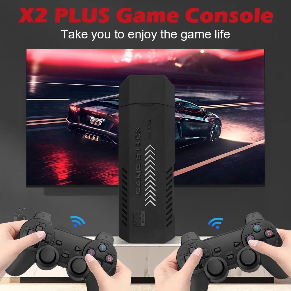 GD10 Plus Game Stick 4K HD Video Game Console with Double Wireless Controlar