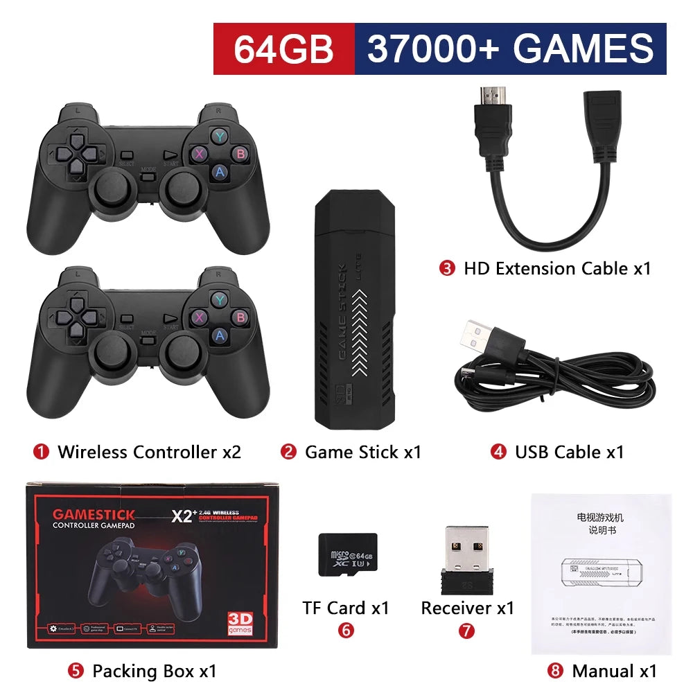 GD10 Plus Game Stick 4K HD Video Game Console with Double Wireless Controlar