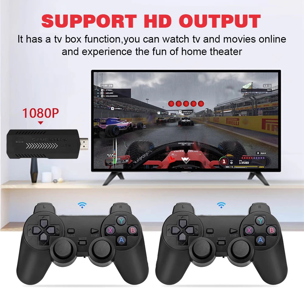 GD10 Plus Game Stick 4K HD Video Game Console with Double Wireless Controlar