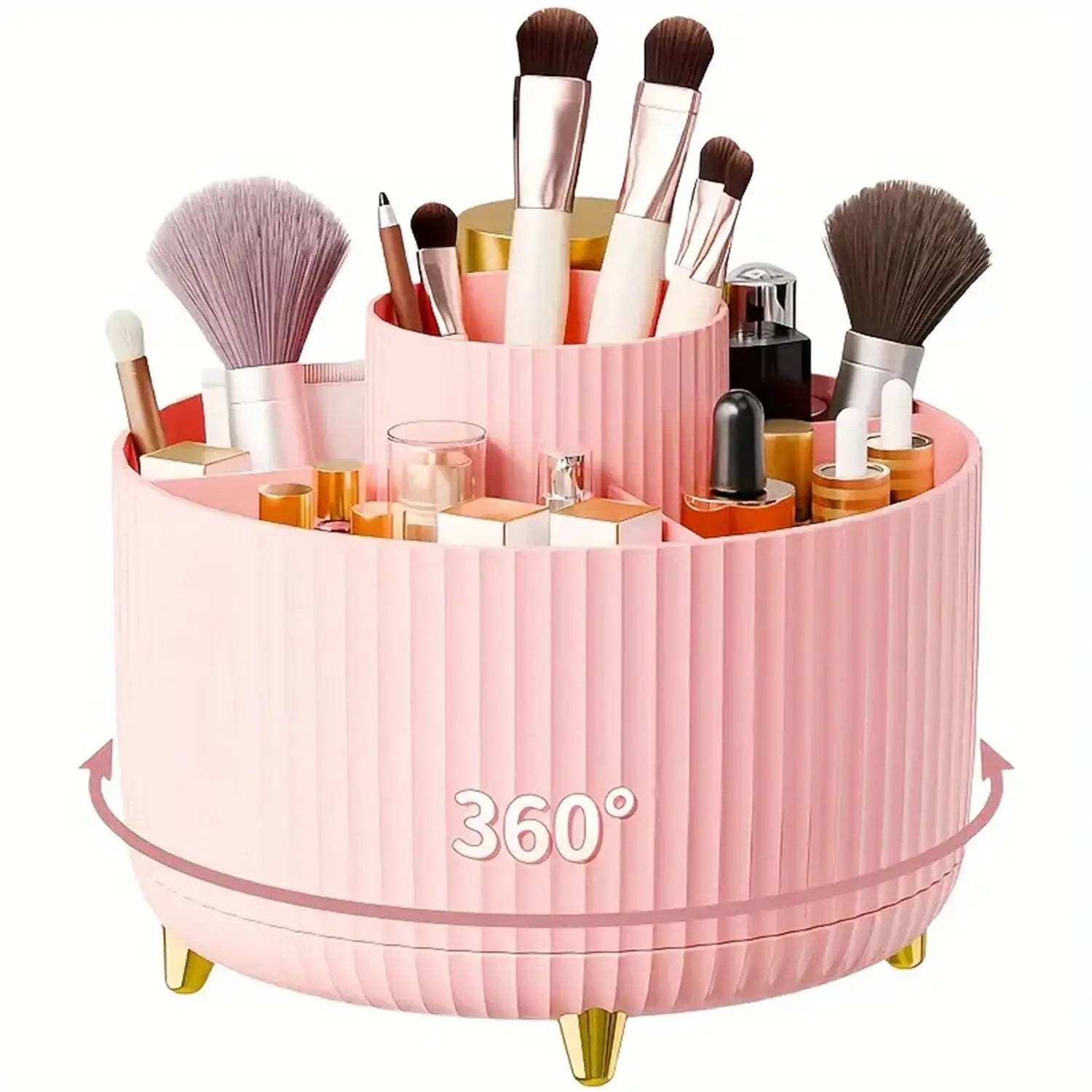360° Rotating Makeup Organizer - 5 Compartments