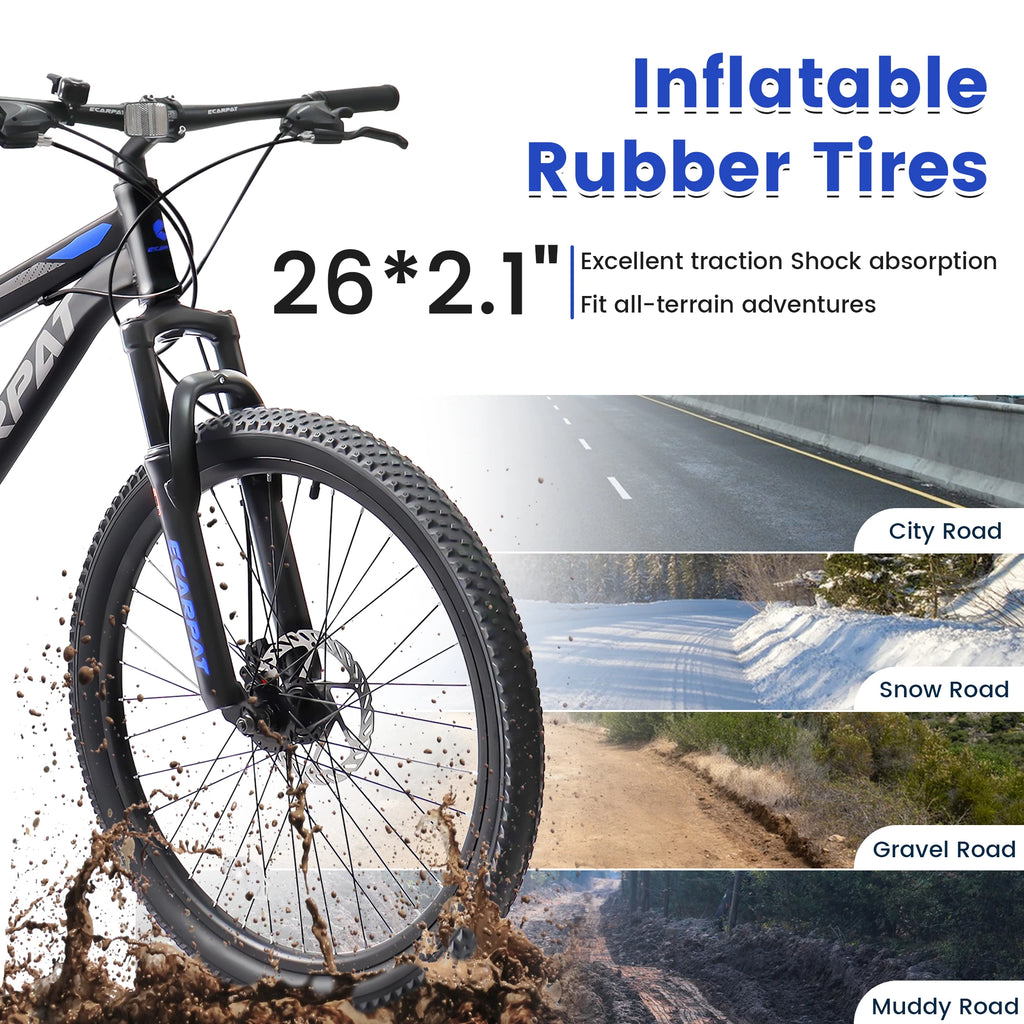 Ecarpat Dual Full Suspension Mountain Bike 24/26/27.5 Inch, Mens,Women,Teenagers,Boy and Girl.  Mountain Bike, 21-Speed Disc Bicycles