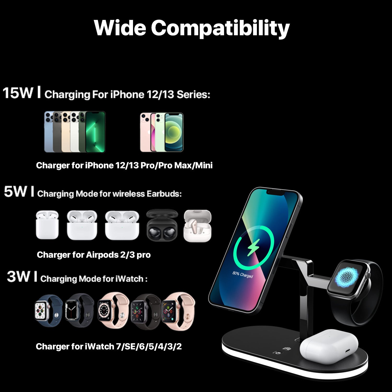 Magnetic Wireless Charger Small Night Lamp Function Three-in-One