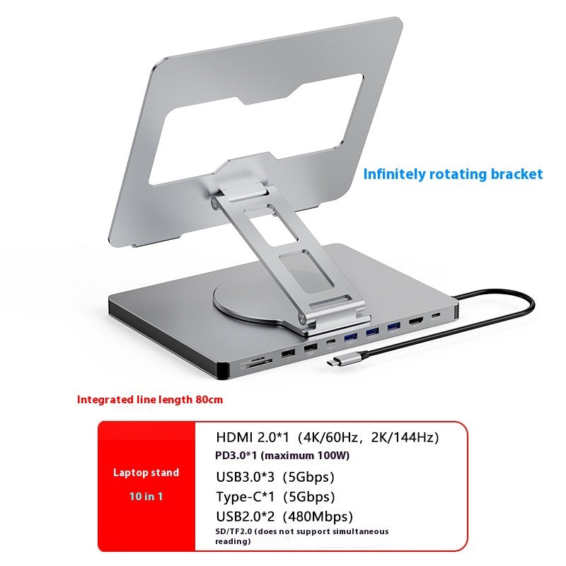 Type-C Extended Rotating Folding Laptop Stand